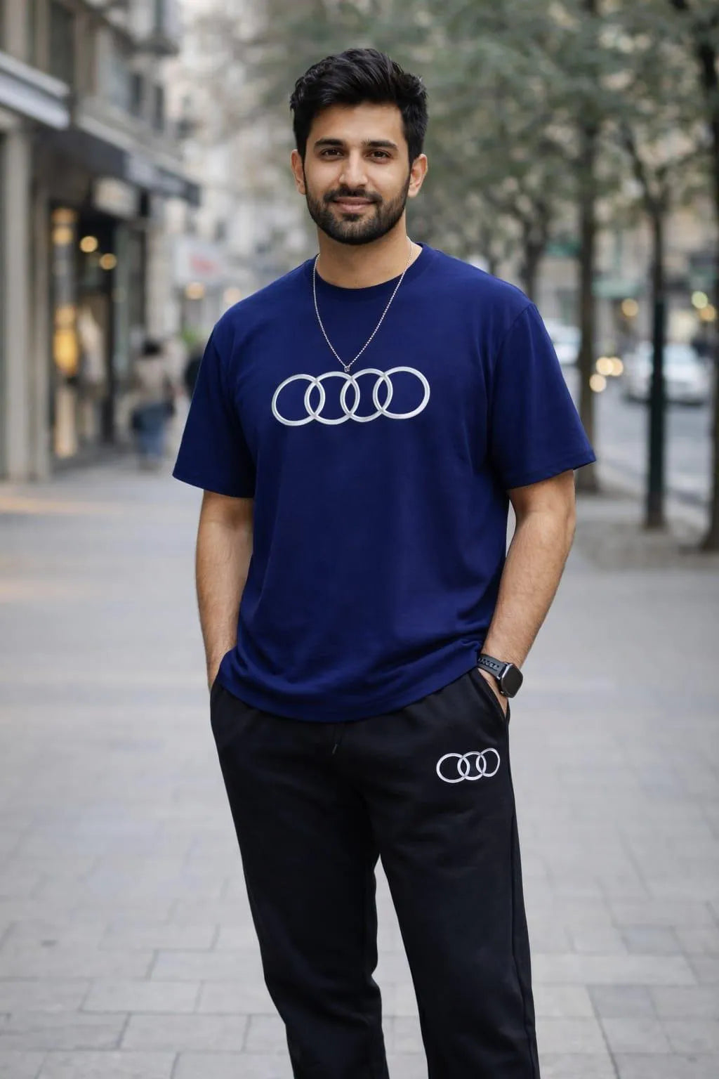 Men track suit Bule cotton slim fit