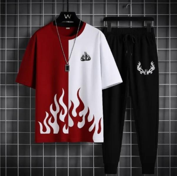 Men Flame print Track Suit polyester