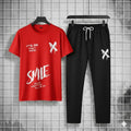 Red black track suit